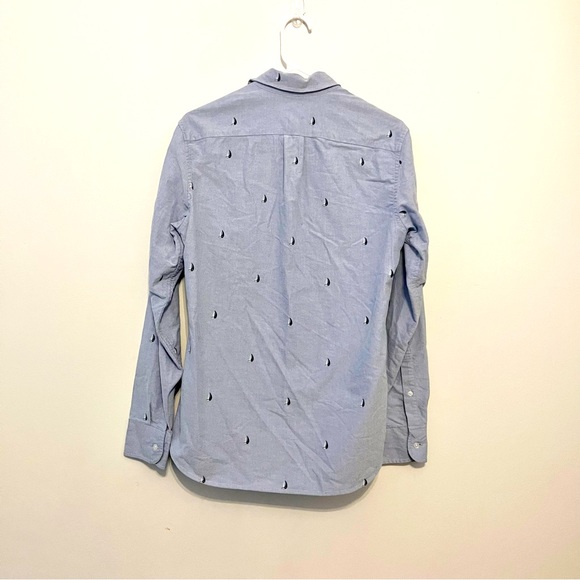 J.Crew Factory Flex Chambray Denim Long Sleeve Sailboats Button Down 14-14.5 SM - Picture 6 of 7